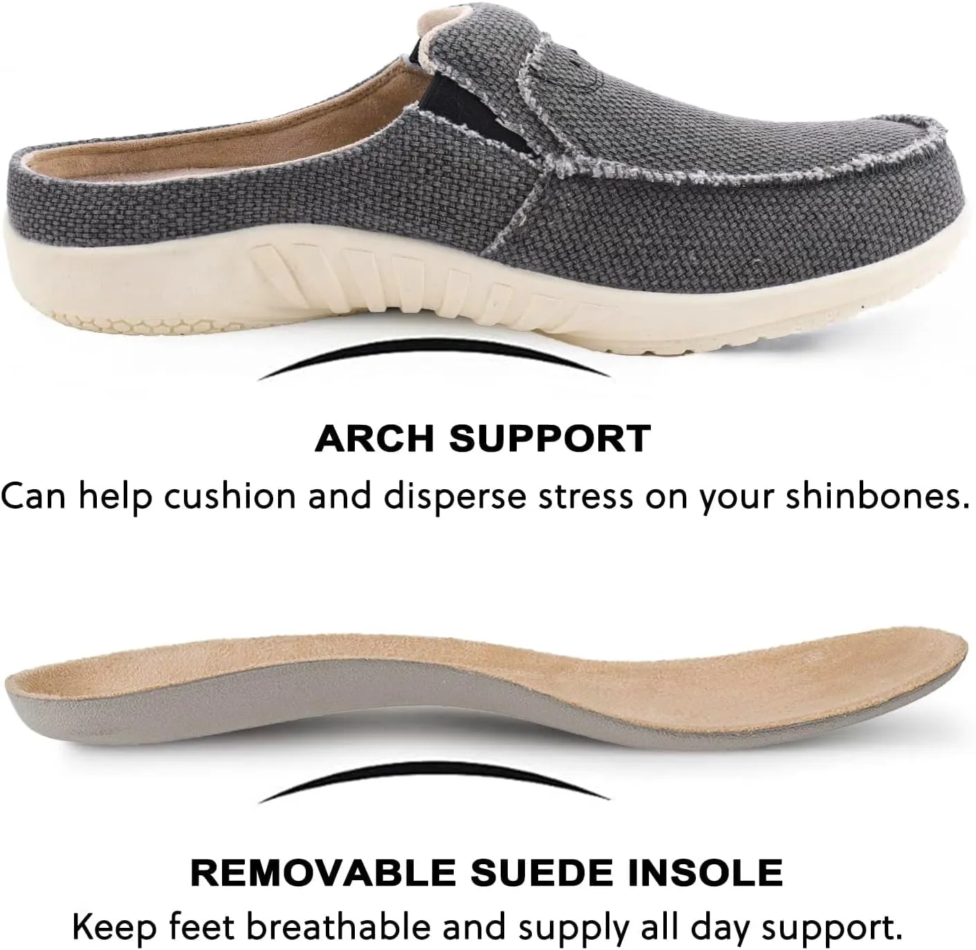 LazyStep Men's Orthopedic Slippers with Arch Support, Slip on Indoor Outdoor House Shoes