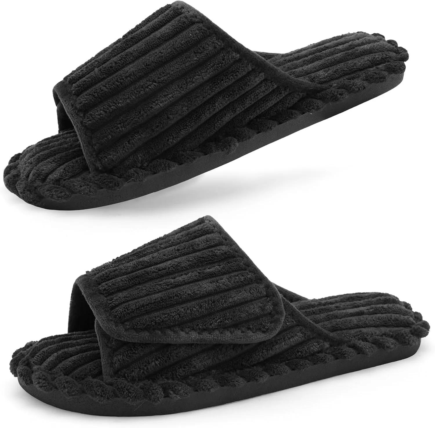 LeIsfIt Slippers for Women Adjustable Open Toe House Slippers Wide Diabetic Shoes Memory Foam Bedroom Slides Arthritis Edema House Shoes
