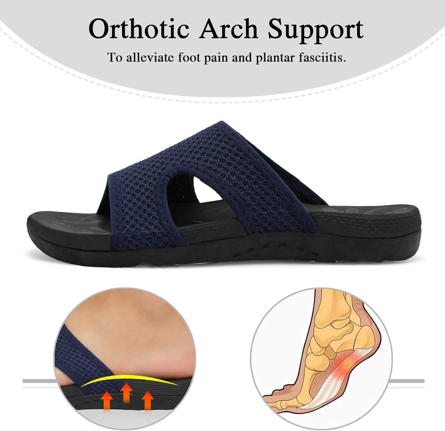 LeIsfIt Womens Slide Sandals Arch Support Slides Slip on Plantar Fasciitis Sandals Ladies Yoga Mat Thick Cushion Slipper Slides for Indoor Outdoor