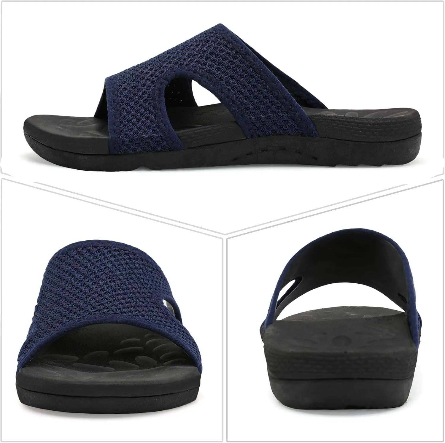 LeIsfIt Womens Slide Sandals Arch Support Slides Slip on Plantar Fasciitis Sandals Ladies Yoga Mat Thick Cushion Slipper Slides for Indoor Outdoor