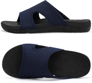 LeIsfIt Womens Slide Sandals Arch Support Slides Slip on Plantar Fasciitis Sandals Ladies Yoga Mat Thick Cushion Slipper Slides for Indoor Outdoor