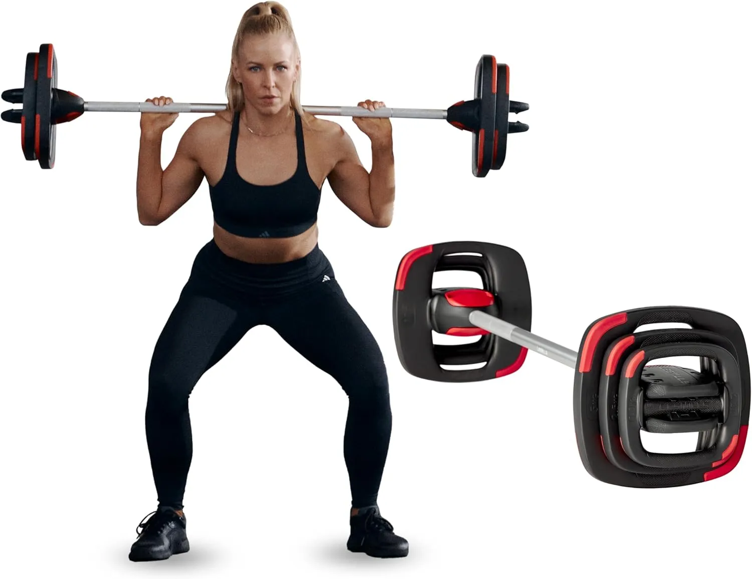 Les Mills™ SMARTBAR™ And Weight Plate Set Exercise Bundle for Total Body Workouts