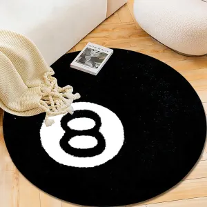 LEVINIS 8 Ball Tufted Rug, Black Area Rug for Kids Room Shaggy Soft Nursery Décor Rug Cool 8 Ball Accent Round Rugs for Bedroom, Living Room, Billiards Room, Dorm Room, 31.5''×31.5''