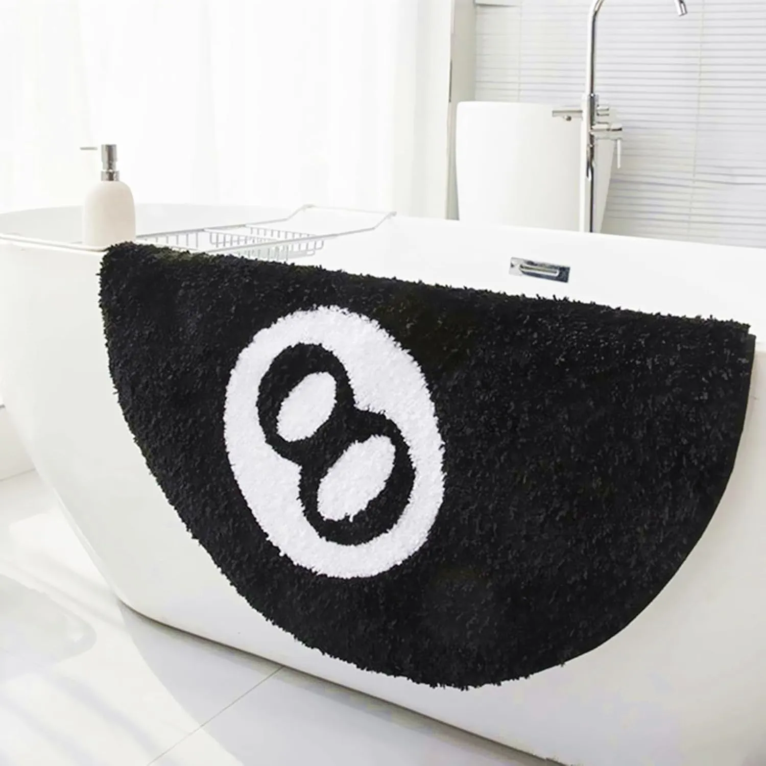 LEVINIS 8 Ball Tufted Rug, Black Area Rug for Kids Room Shaggy Soft Nursery Décor Rug Cool 8 Ball Accent Round Rugs for Bedroom, Living Room, Billiards Room, Dorm Room, 31.5''×31.5''