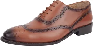 LIBERTYZENO Mens Genuine Leather Adults Wingtip Lace Up Oxford Dress Shoes for Easter Gift