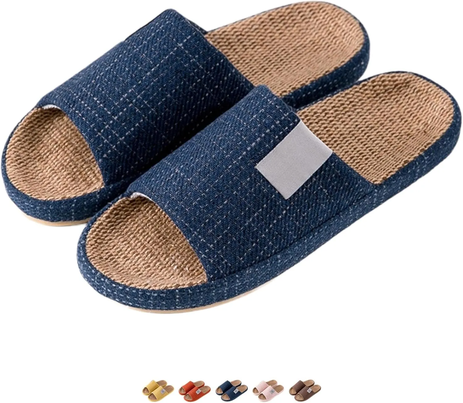 Linen Slippers Summer House Slippers for Women Men Outdoor Beach Slides Sandals House Shoes Non-Slip Indoor Home Slippers