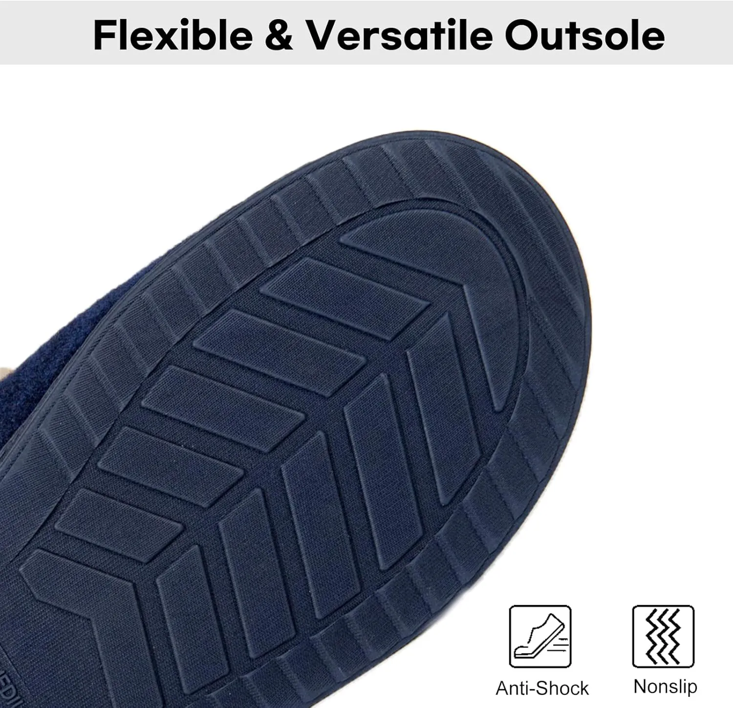 LongBay Womens Felt Sherpa Bedroom Slippers Warm Cozy Wool-Like Moccasin Slippers for Indoor Outdoor Winter Memory Foam House Shoes Slip-On with Fuzzy Plush Lining