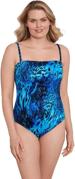 Longitude Women's Swimwear Side Shirred Bandeau One Piece Swimsuit