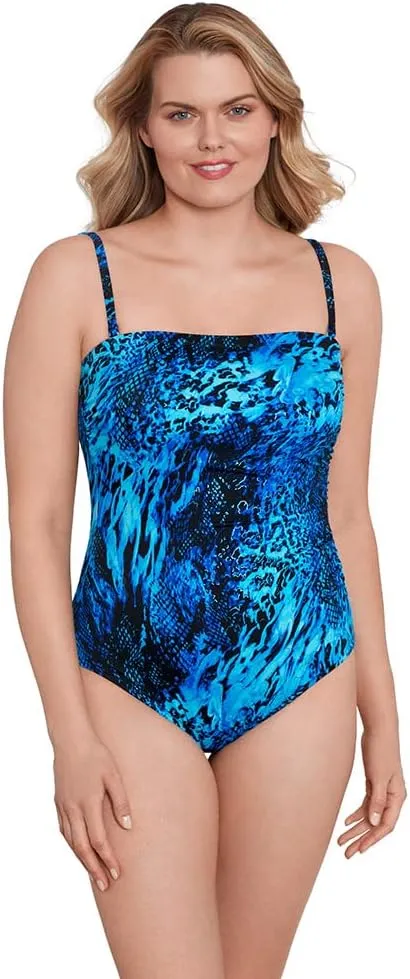 Longitude Women's Swimwear Side Shirred Bandeau One Piece Swimsuit