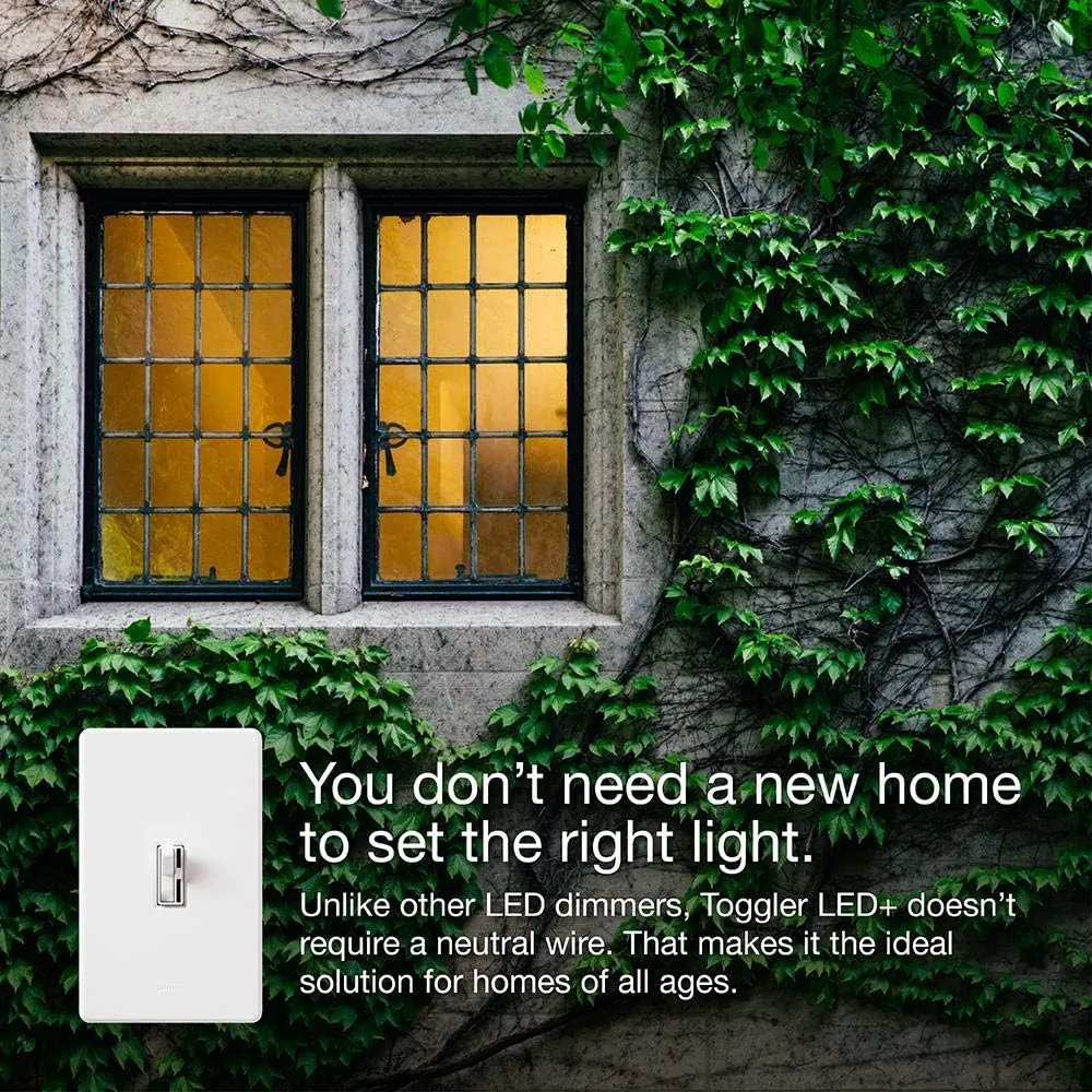 Lutron Ariadni/Toggler LED  Dimmer Switch for Dimmable LED, Halogen and Incandescent Bulbs, 150 Watt, Single-Pole or 3-Way, AYCL-153P-LA, Light Almond