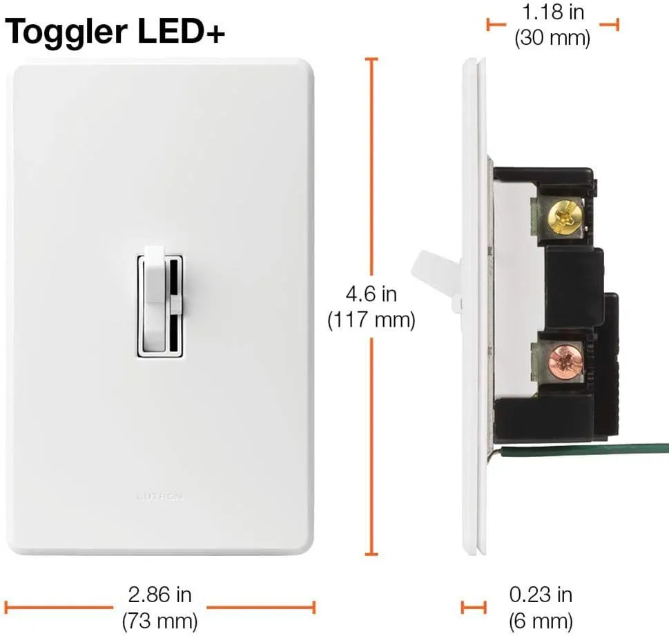 Lutron Ariadni/Toggler LED  Dimmer Switch for Dimmable LED, Halogen and Incandescent Bulbs, 150 Watt, Single-Pole or 3-Way, AYCL-153P-LA, Light Almond