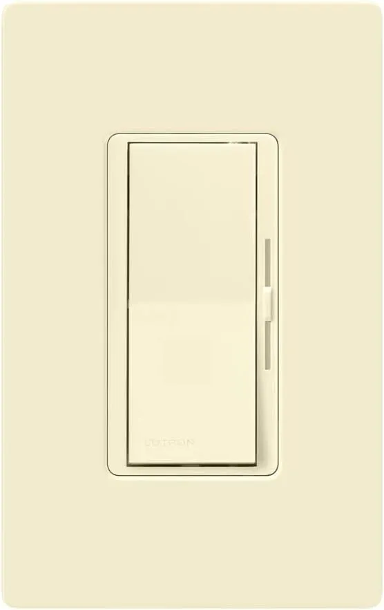 Lutron Diva LED  Dimmer for Dimmable LED, Halogen and Incandescent Bulbs with Wallplate | 150W/Single-Pole or 3-Way | DVWCL-153PH-AL | Almond