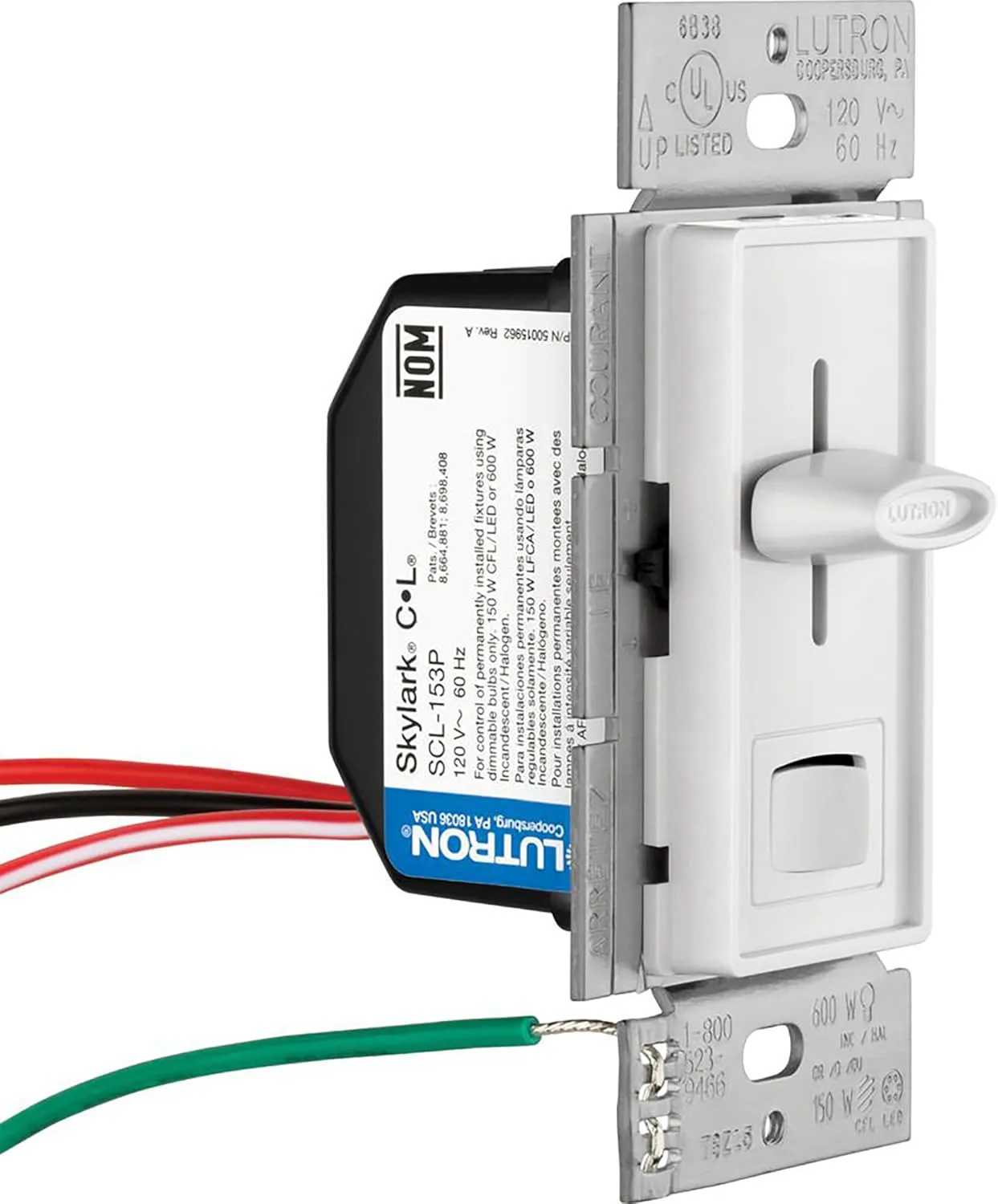 Lutron Skylark LED  Dimmer Switch for Dimmable LED, Halogen and Incandescent Bulbs | 150W/Single-Pole or 3-Way | SCL-153P-LA | Light Almond