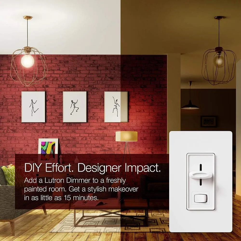 Lutron Skylark LED  Dimmer Switch for Dimmable LED, Halogen and Incandescent Bulbs | 150W/Single-Pole or 3-Way | SCL-153P-LA | Light Almond