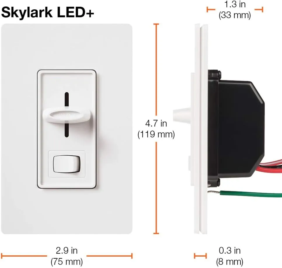 Lutron Skylark LED  Dimmer Switch for Dimmable LED, Halogen and Incandescent Bulbs | 150W/Single-Pole or 3-Way | SCL-153P-LA | Light Almond