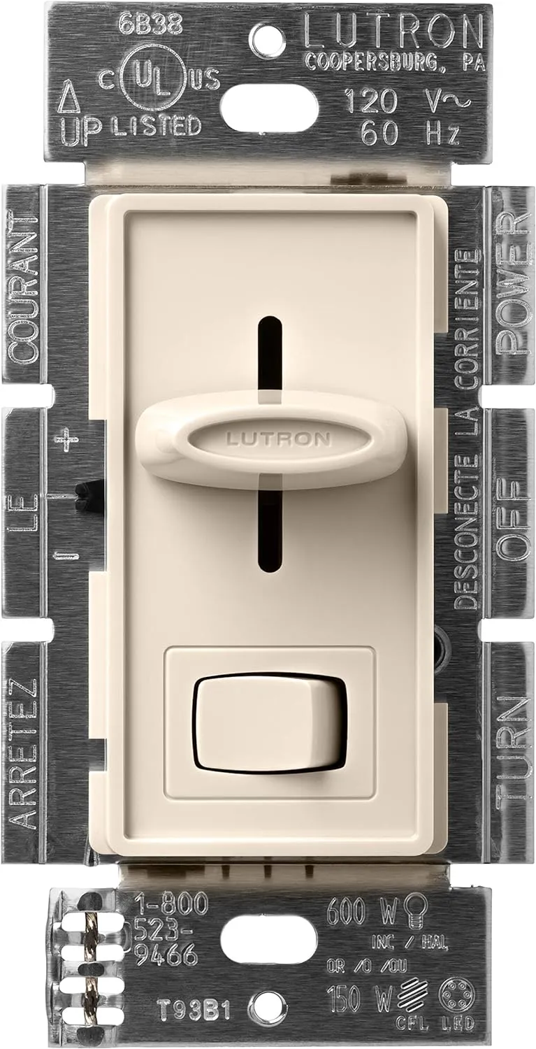 Lutron Skylark LED  Dimmer Switch for Dimmable LED, Halogen and Incandescent Bulbs | 150W/Single-Pole or 3-Way | SCL-153P-LA | Light Almond