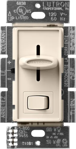 Lutron Skylark LED  Dimmer Switch for Dimmable LED, Halogen and Incandescent Bulbs | 150W/Single-Pole or 3-Way | SCL-153P-LA | Light Almond