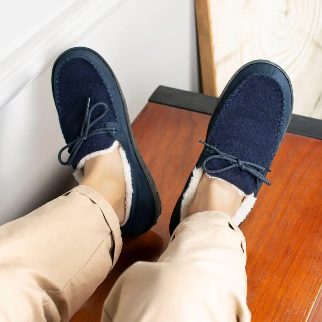 MAINCH Mens Moccasin Slippers with Memory Foam Insoles Warm Furry Lining Indoor Outdoor Size 7-16
