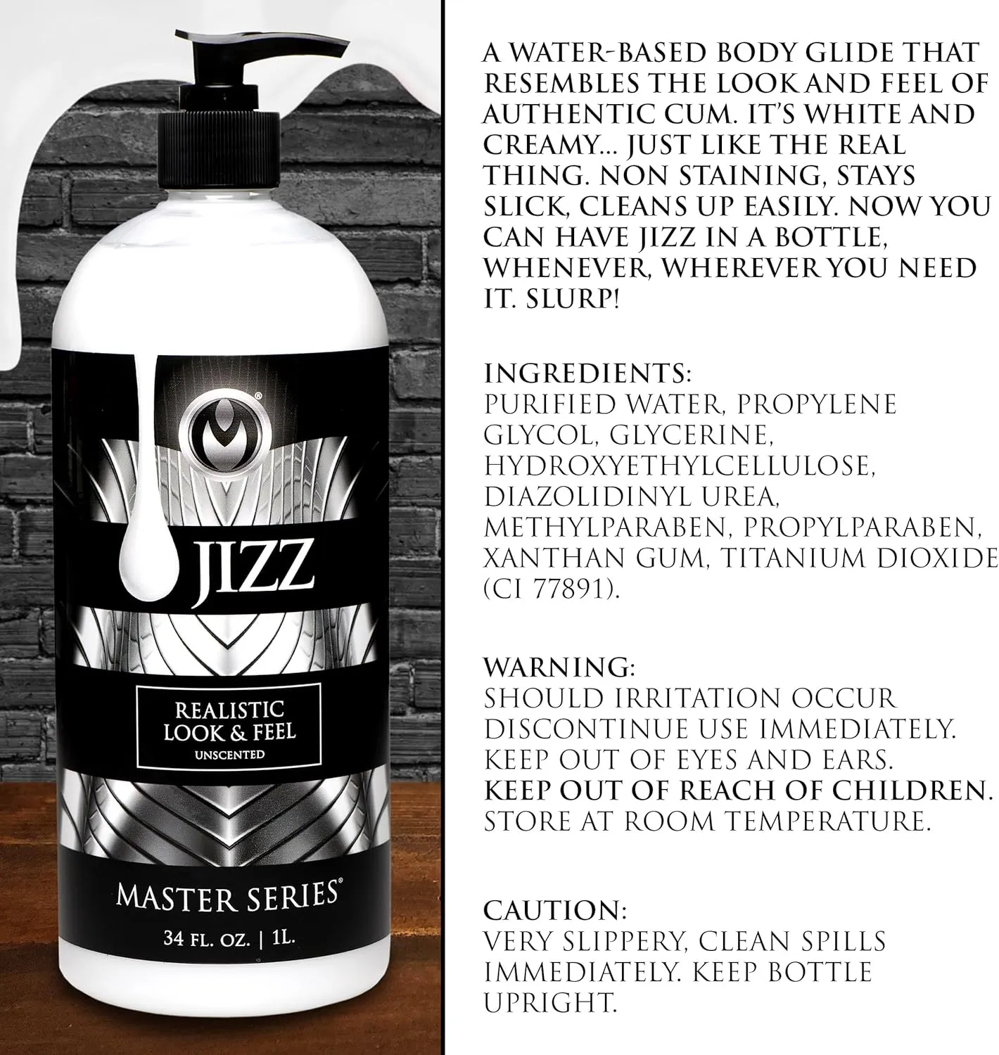 Master Series Creamy White Unscented Water-Based Body Glide 34oz