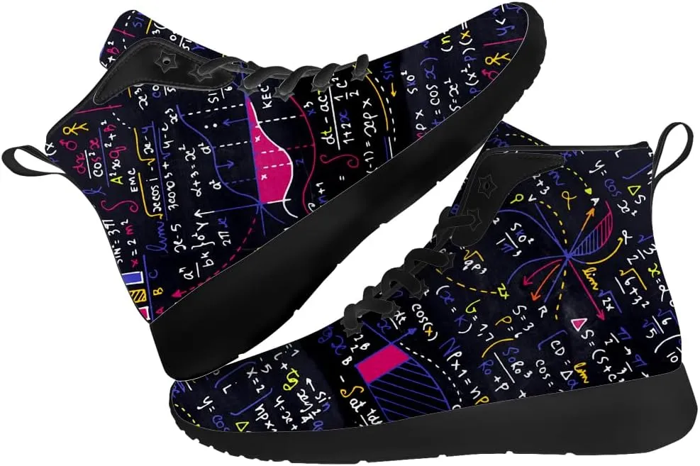 Math Shoes for Men Women Teacher High Top Sneakers Walking Shoes Gifts for Mom Dad