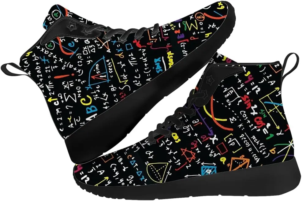 Math Shoes for Men Women Teacher High Top Sneakers Walking Shoes Gifts for Mom Dad