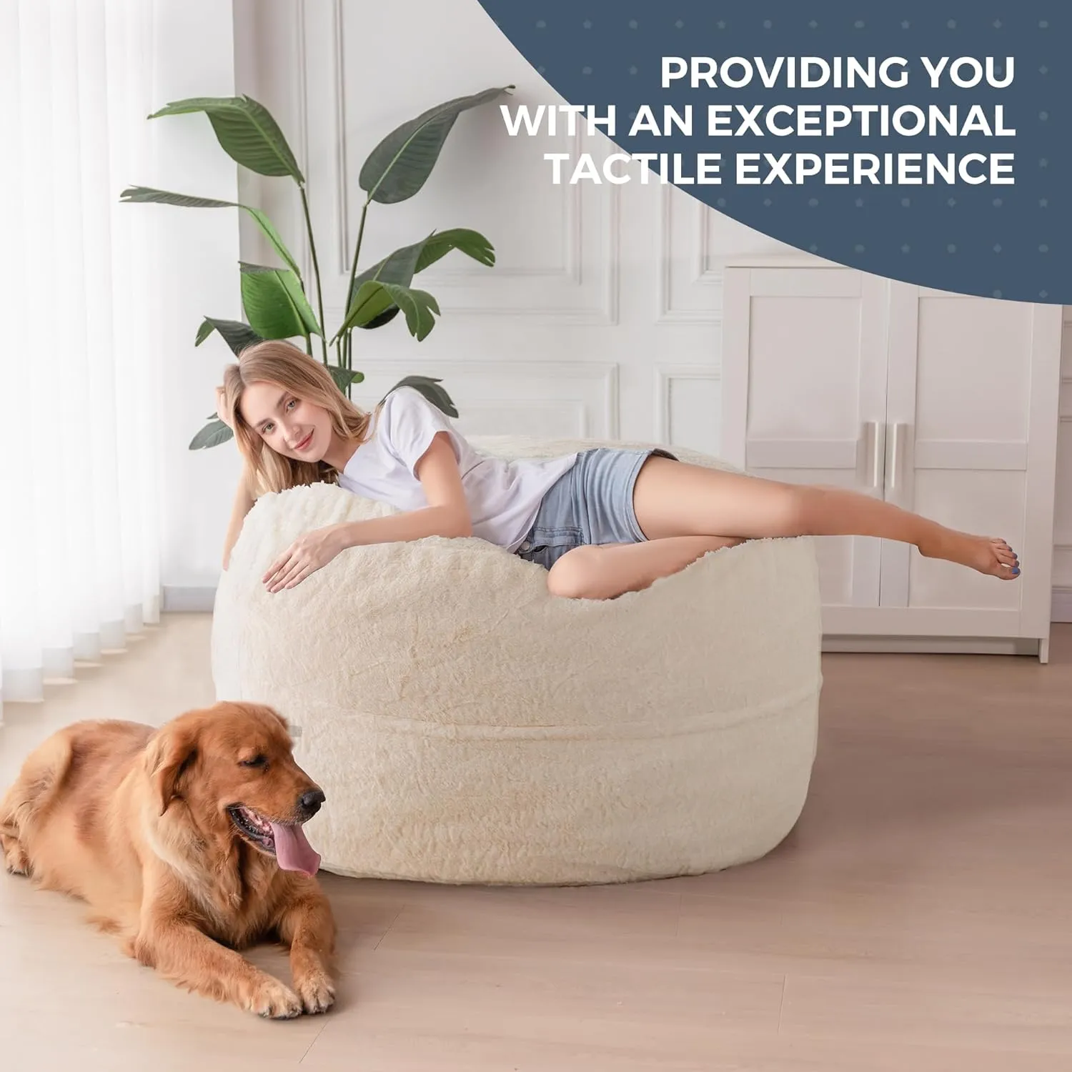 MAXYOYO Giant Bean Bag Chair Bed for Adults, Convertible Beanbag Folds from Lazy Chair to Floor Mattress Bed, Large Floor Sofa Couch, Big Sofa Bed, High-Density Foam Filling, Machine Washable