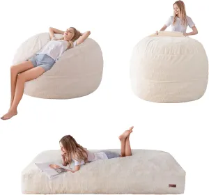 MAXYOYO Giant Bean Bag Chair Bed for Adults, Convertible Beanbag Folds from Lazy Chair to Floor Mattress Bed, Large Floor Sofa Couch, Big Sofa Bed, High-Density Foam Filling, Machine Washable