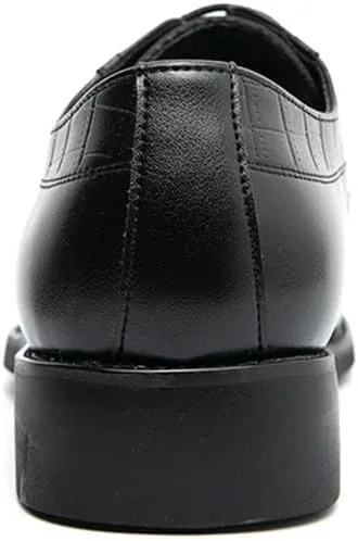 MCMUS Oxford Formal Shoes for Men Lace Up Cap Toe Split Toe Crocodile Print Burnished Toe Anti-Slip Rubber Sole Non Slip Block Heel Wedding Suitable for Many Occasions