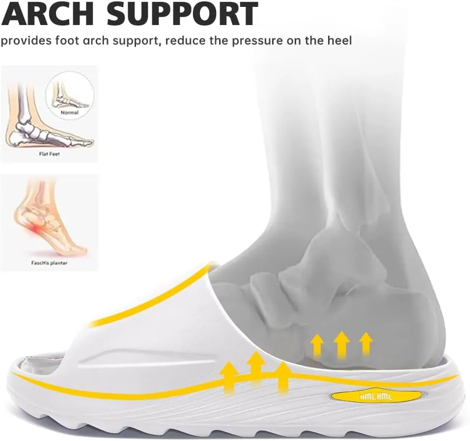 Men's Athletic Sandals Soft - tech Sports Recovery Slide Basketball Outdoor Slipper with Arch Support Plantar Fasciitis Relief