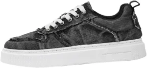 Men's Casual Street Sneakers - Solid Color Low Top Lace-Up Shoes with Fabric Upper,