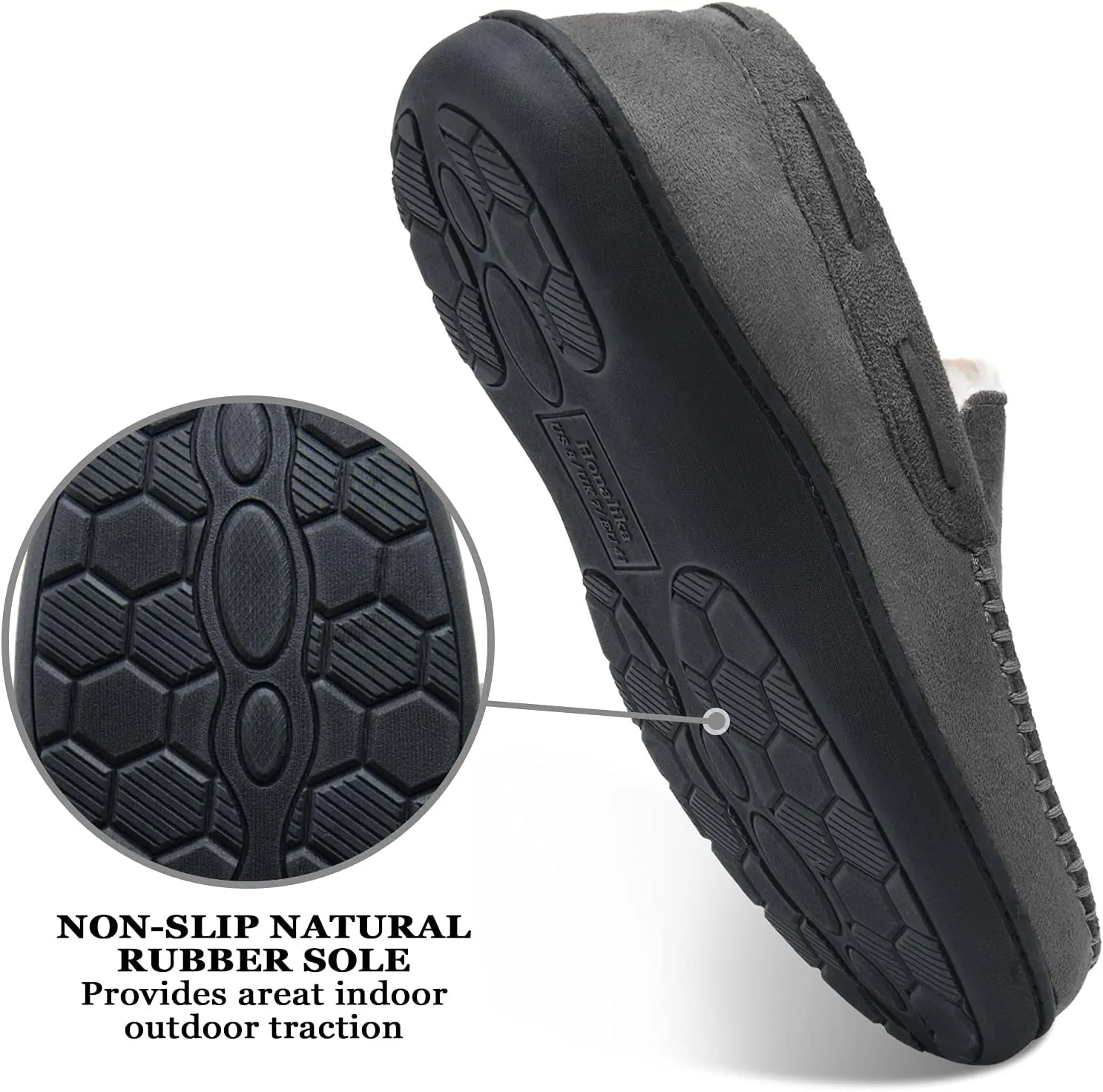 Men's Fuzzy Moccasin House Slippers Memory Foam, Cozy Mens Fluffy Warm Indoor Slippers Closed Back for Winter, Non-Slip Soft Comfy Bedroom Slippers for Men