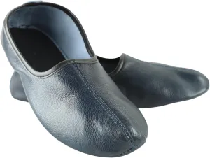 Mens Indoor Leather Slippers Dark Blue Traditional Babouche House Shoes Barefoot Moccasin (Size 6)