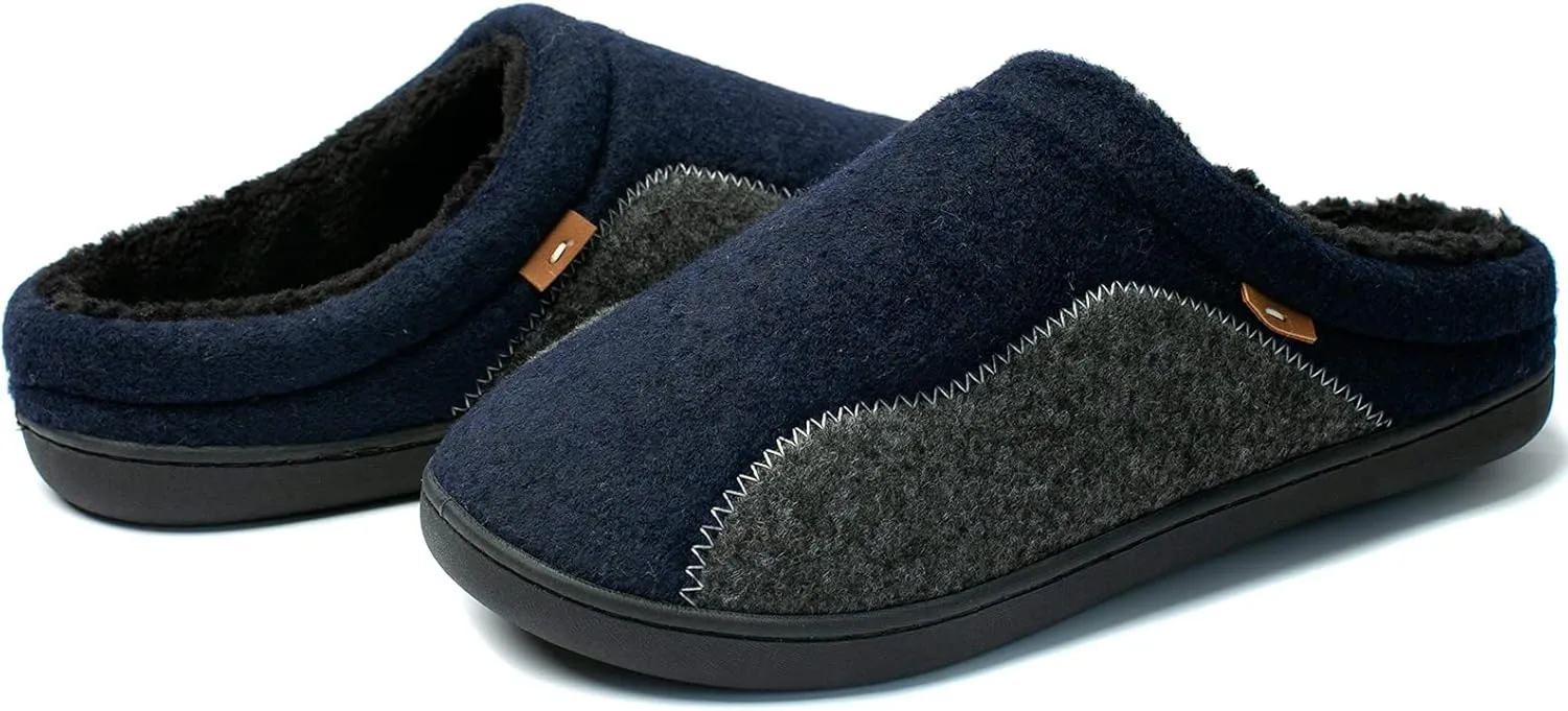 Mens Moccasin Slippers Cozy Memory Foam Fuzzy Plush Lined Slip on Adjustable Tongue House Shoes Indoor Outdoor