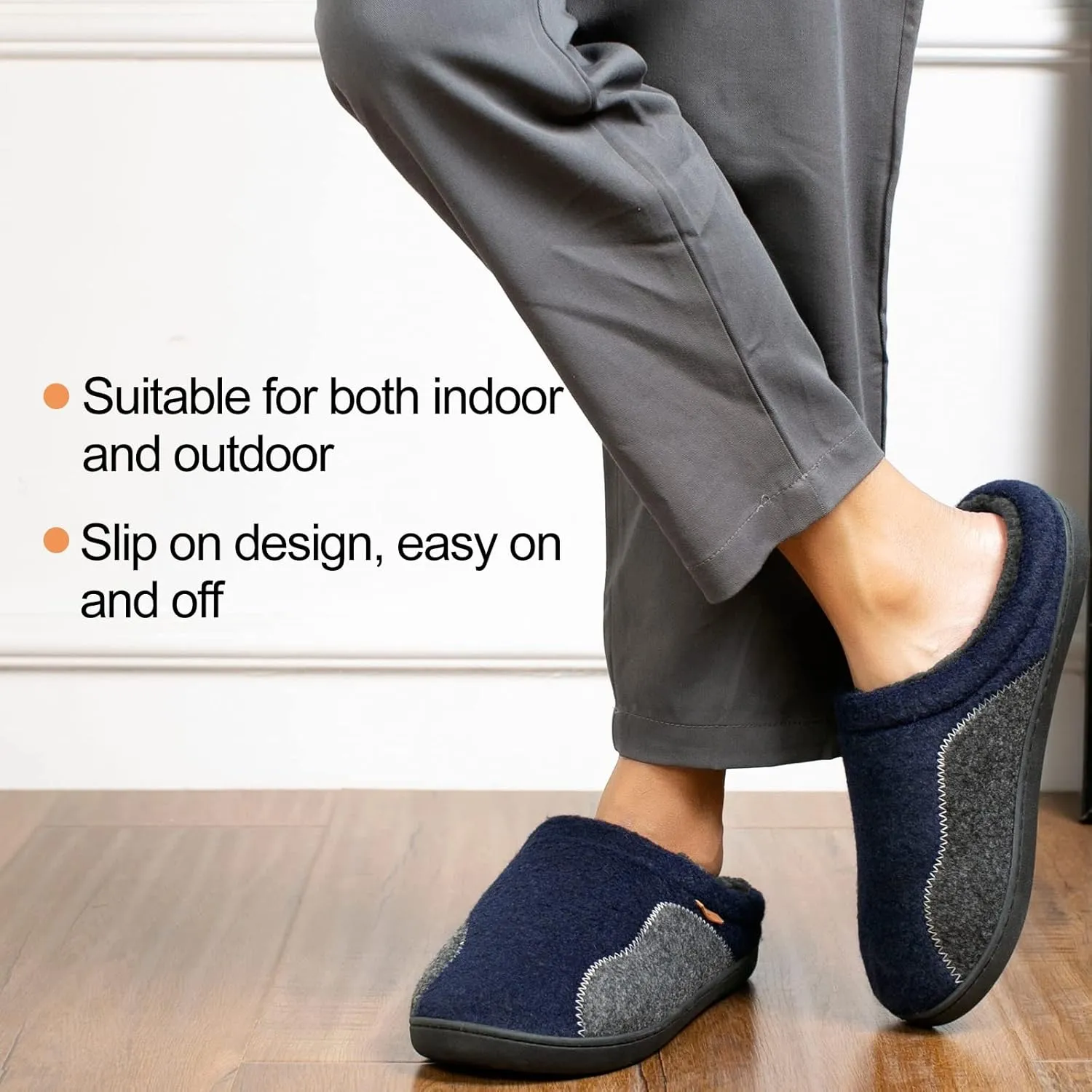Mens Moccasin Slippers Cozy Memory Foam Fuzzy Plush Lined Slip on Adjustable Tongue House Shoes Indoor Outdoor