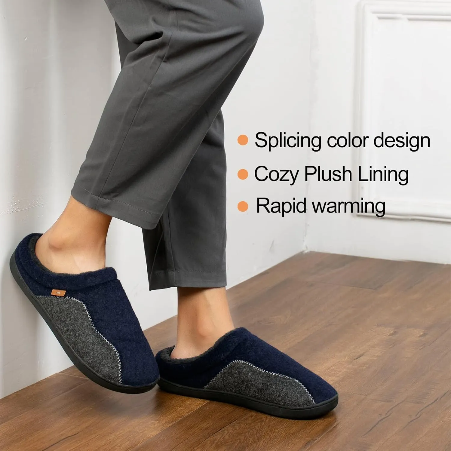 Mens Moccasin Slippers Cozy Memory Foam Fuzzy Plush Lined Slip on Adjustable Tongue House Shoes Indoor Outdoor