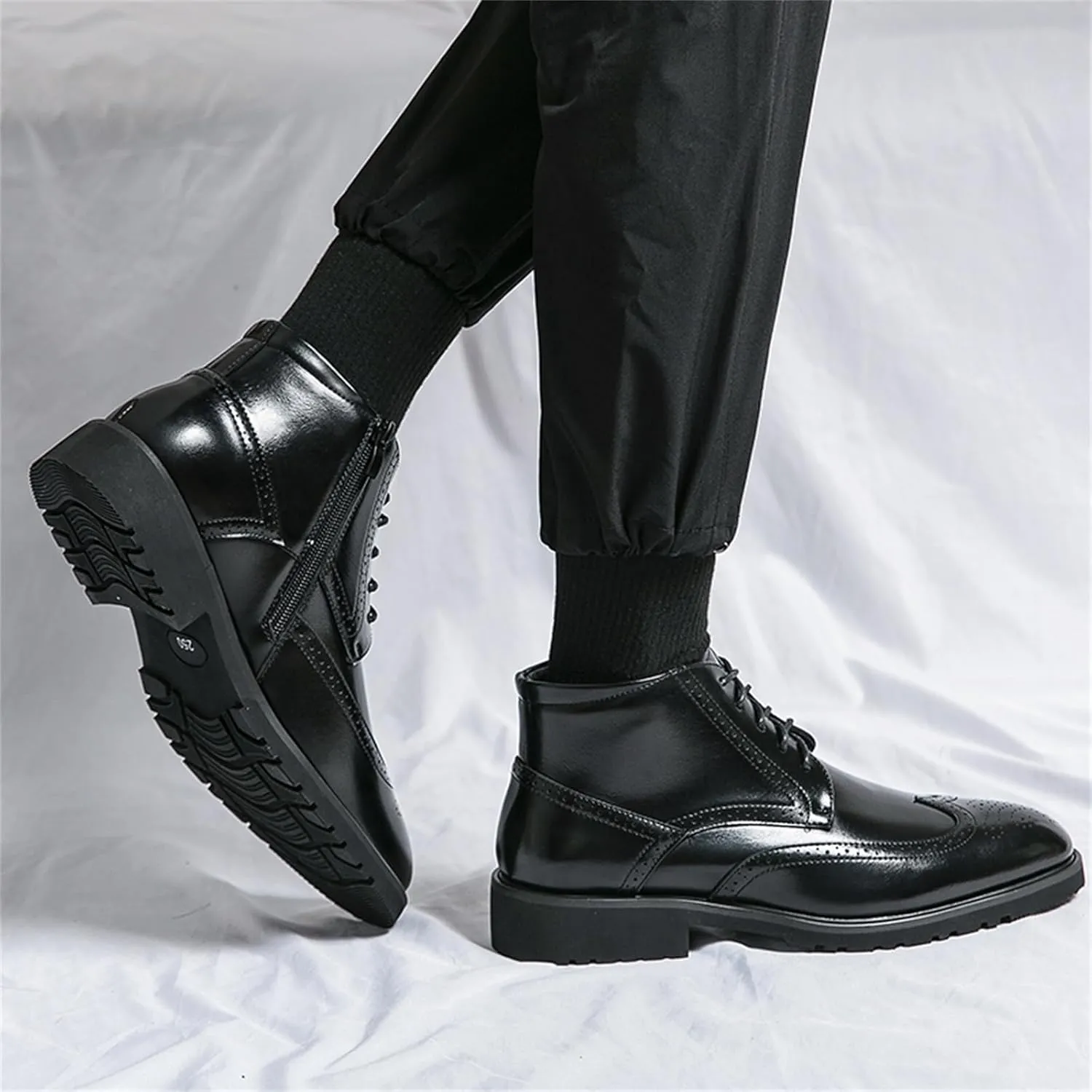 Men's Multicolour Leather High-Top Wingtip Dress Oxfords Shoes Retro Lace Up Brogue Formal Shoes for Business Leisure Dance Performance Parties