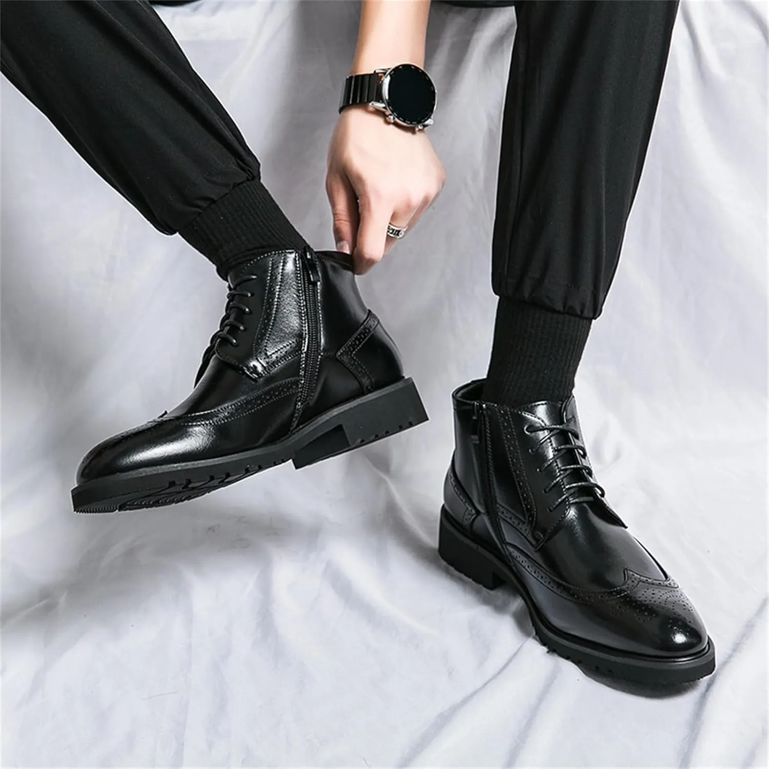 Men's Multicolour Leather High-Top Wingtip Dress Oxfords Shoes Retro Lace Up Brogue Formal Shoes for Business Leisure Dance Performance Parties