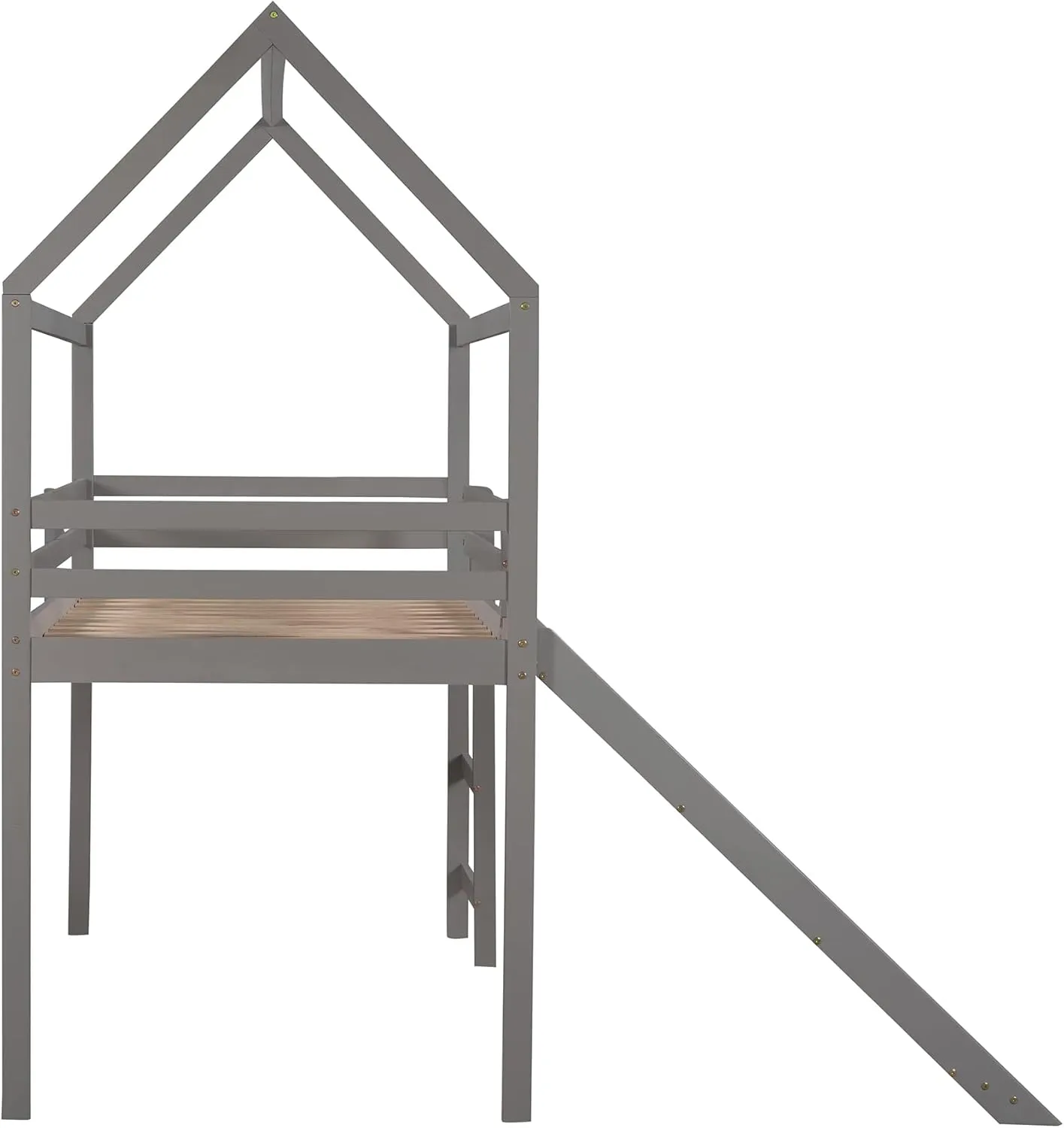 Merax House Shaped Loft Bed with Slide, Beds Frame with Ladder and Slats No Box Spring Needed for Boys or Girls, Twin Size