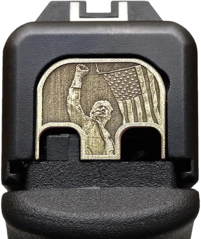 Milspin CNC Milled 3D Engraved Slide Back Plate Compatible with Glock Gen 1-5 I Made in USA (The President Trump 3D, Brass, Models G17-G41, G45)