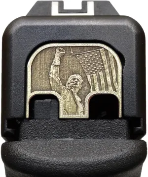 Milspin CNC Milled 3D Engraved Slide Back Plate Compatible with Glock Gen 1-5 I Made in USA (The President Trump 3D, Brass, Models G17-G41, G45)