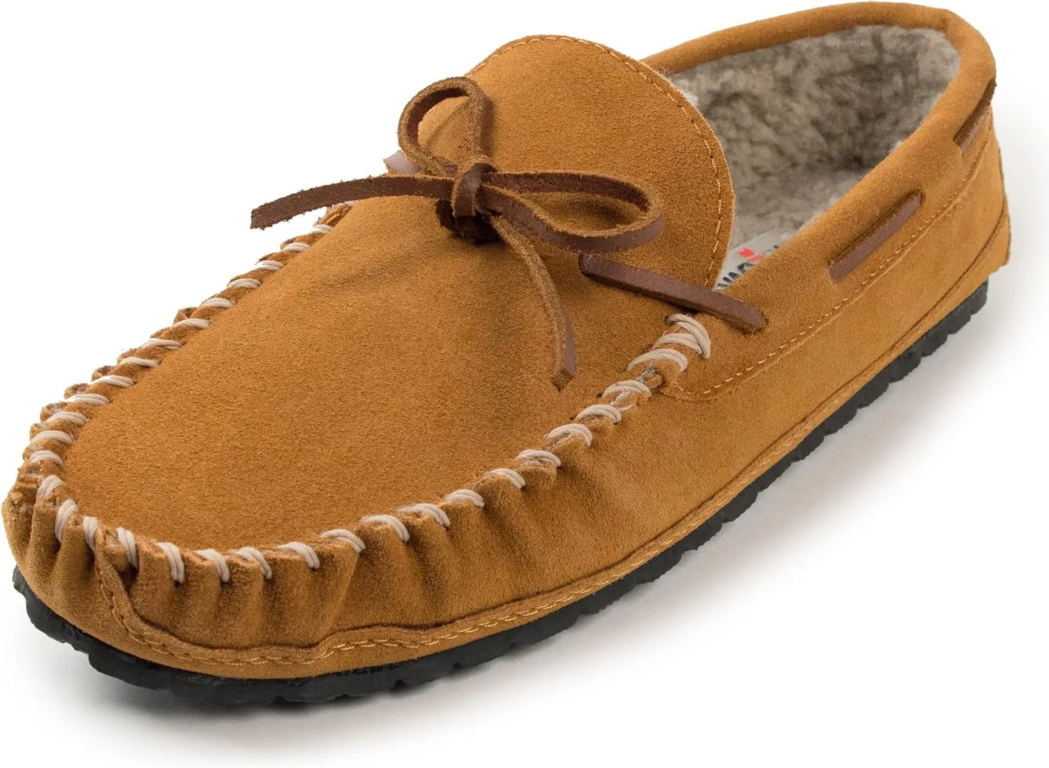 Minnetonka Mens Casey Slipper, Cinnamon, Size 9 Double Wide