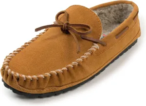 Minnetonka Mens Casey Slipper, Cinnamon, Size 9 Double Wide