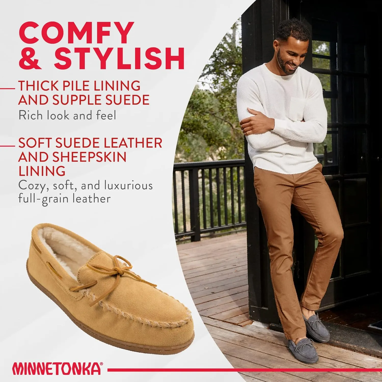 Minnetonka Men's Pile Lined Hardsole Slipper