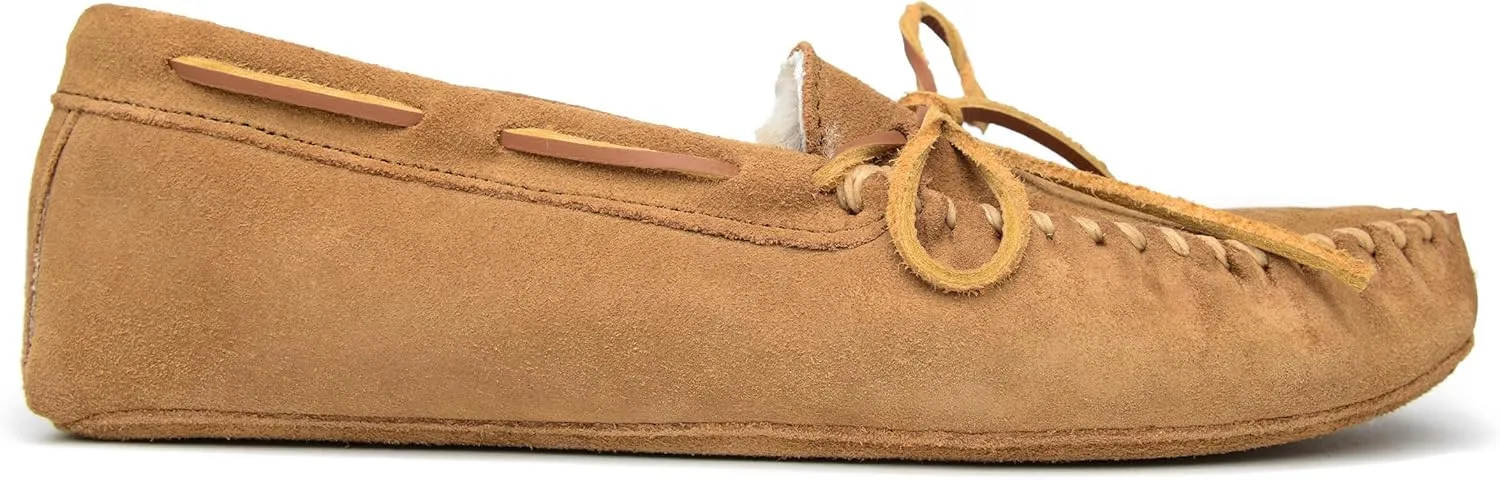 Minnetonka Men's Sheepskin Soft Leather Sole Moccasin Slipper