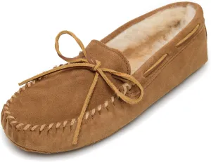 Minnetonka Men's Sheepskin Soft Leather Sole Moccasin Slipper