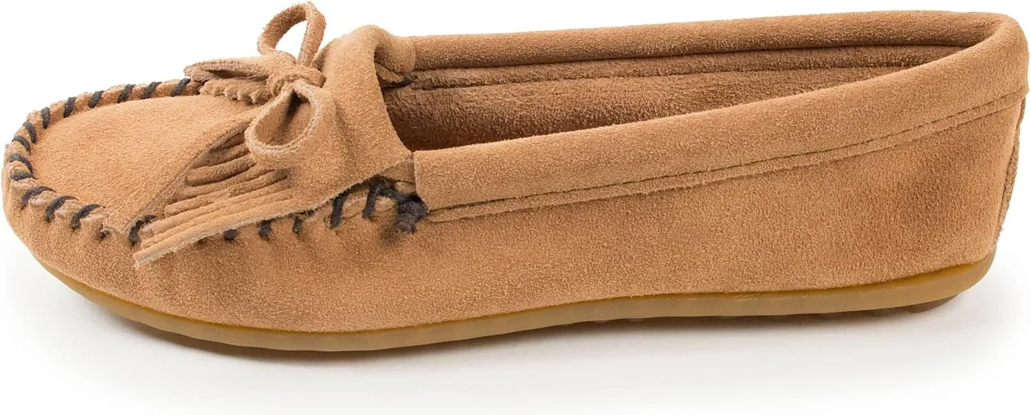 Minnetonka Women's Kilty Suede Hardsole Moccasin