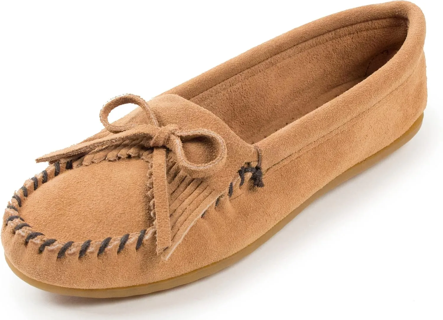 Minnetonka Women's Kilty Suede Hardsole Moccasin
