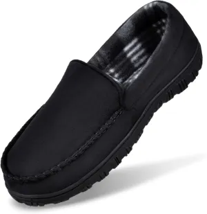 MIXIN Mens Moccasins Slippers Slip On House Shoes with Warm and Cozy Memory Foam Hard Sole Indoor Outdoor