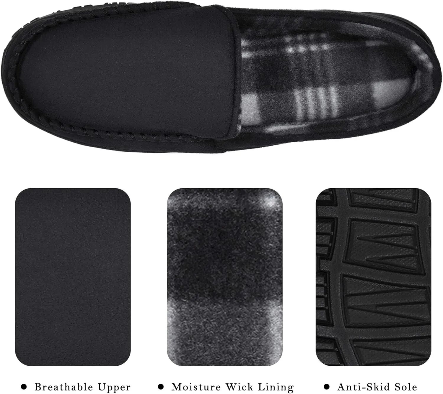 MIXIN Mens Moccasins Slippers Slip On House Shoes with Warm and Cozy Memory Foam Hard Sole Indoor Outdoor
