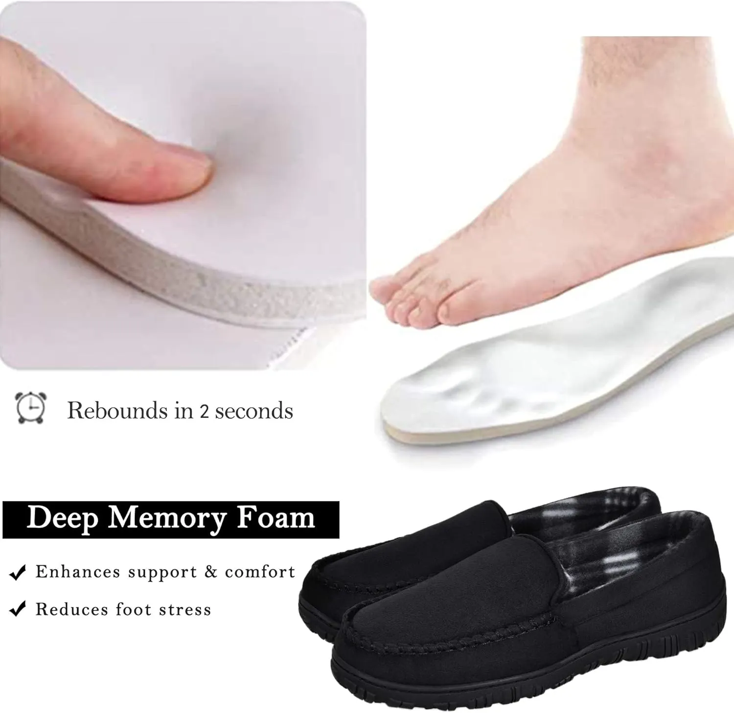 MIXIN Mens Moccasins Slippers Slip On House Shoes with Warm and Cozy Memory Foam Hard Sole Indoor Outdoor